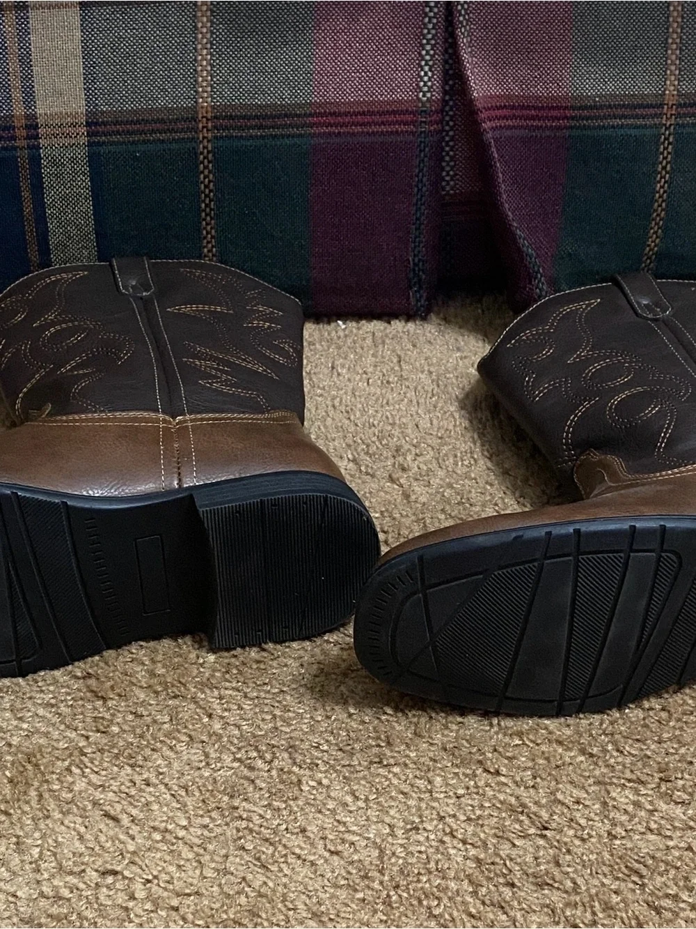 Kids Brown Western Pull-On Boot with Embroidered Shaft